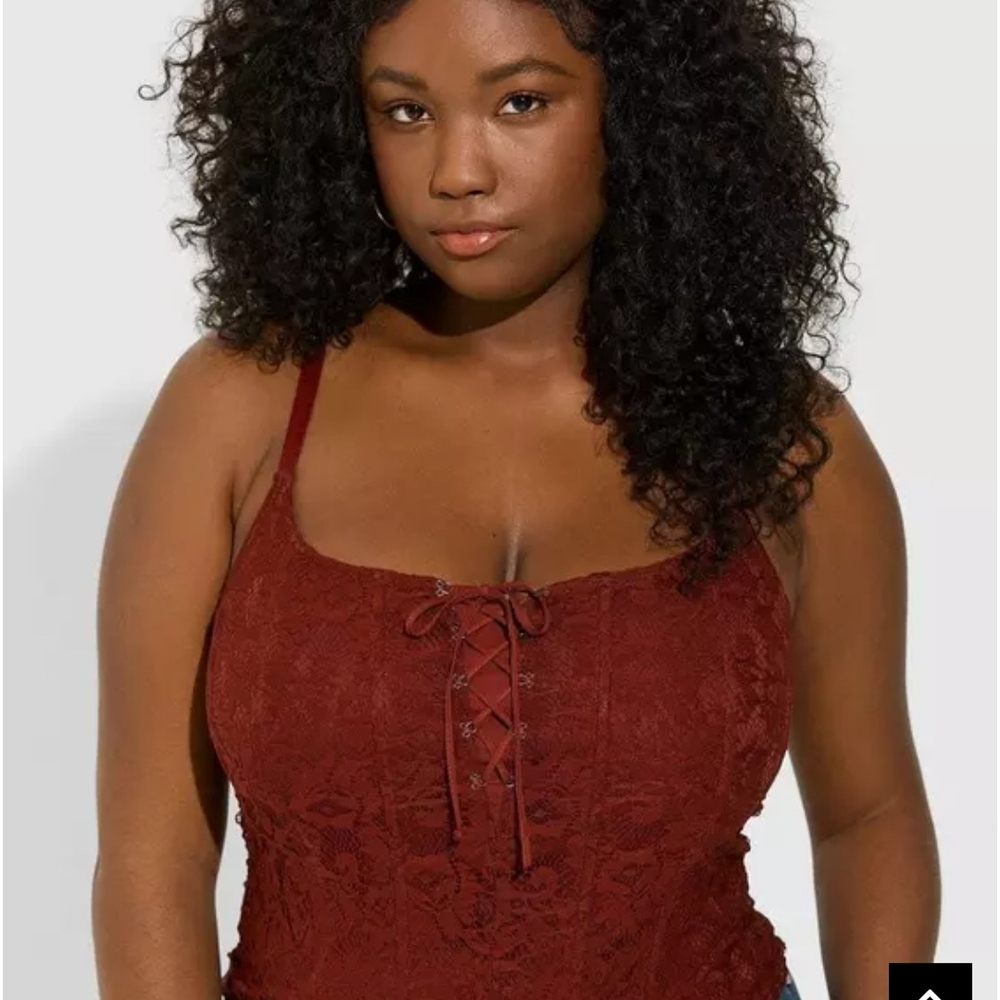 NWT Torrid Fired Brick Lace Corset Crop Top